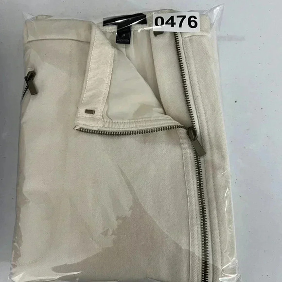 J Crew 4 Women 100% Wool Neutral Pencil Skirt Asymmetrical Zipper Pocket Career - Picture 15 of 15